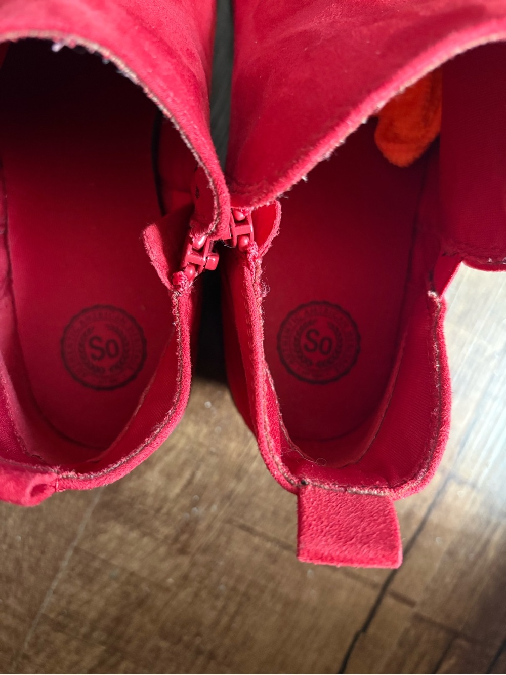 SO "Angelfish" Women's Sz 8 Faux-Suede Ankle Boots side zip - Picture 7 of 9